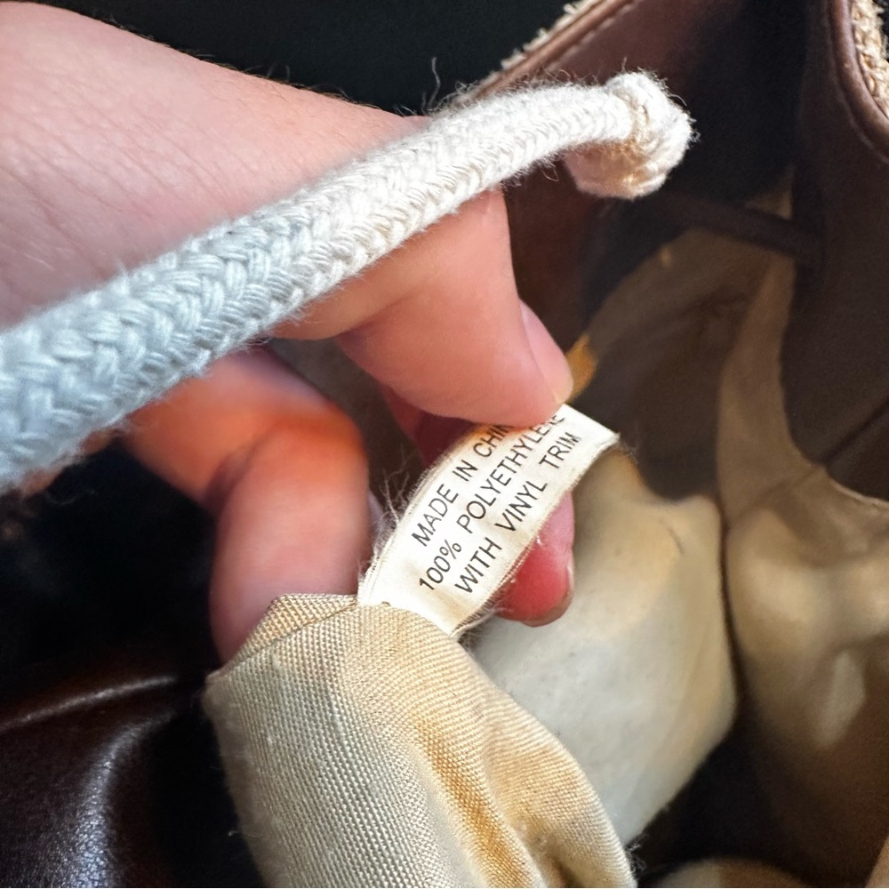 Brown Boho Backpack Strap Brown Cream Weaved Purse - Picture 8 of 9